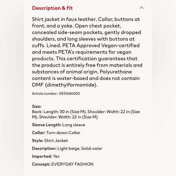 H&M Faux Leather Shirt Jacket - Picture 13 of 14